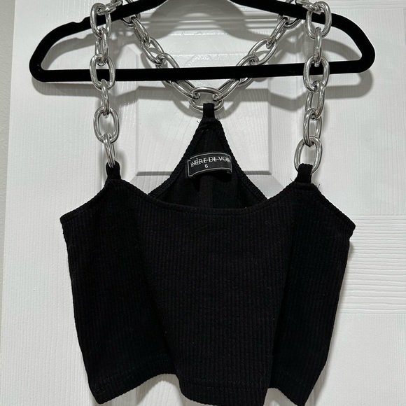 Maniere De Voir Tops - Maniere De Voir Chain Crop Top - Black Size XS